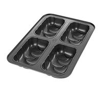 Birkmann Laib & Seele plaque antiadhésive pour 4 mini-brioches tressées, 36,5 × 24,5 cm, acier au carbone, 4 empreintes pour petites tresses