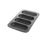 Birkmann Laib & Seele plaque perforée pour 4 mini-baguettes, 35 × 22 cm, acier au carbone antiadhésif, 4 empreintes pour pains individuels