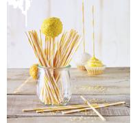Birkmann Lolli Sticks, 48 Lolli-Sticks für CakePops, Stiele, Kuchenlollistäbe, Stäbe, Stäbchen, Papier, Orange Gestreift, 15 cm, 443235