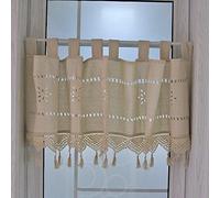 BIRLD Beige Rideaux Courts De Gland Rideau Brise-bise Style Maison De Campagne Fenêtre Traitement Rideau De Cuisine Fleurs Dentelle Évider Jacquard (Size : W145cm x H45cm)