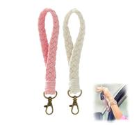 BIRLOZA 2 pièces Porte-clés macramé Bracelet lanière Femme lanière Courte Boho lanière