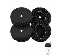BIRLOZA Chouchou Couvre-Boisson, Anti-Drogue, Anti-Déversement, Protection Contre les Gouttes KO, Couvre-Verres Réutilisables pour Fêtes et Festivals (Noir)(4pcs)