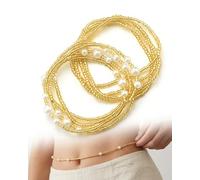 BIRLOZA Lot de 2 chaînes de taille en perles - Ceinture perlée élastique - Bijoux de corps africains pour femmes et filles - Accessoire d'été coloré (Multicolore)