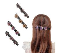 BIRLOZA Lot de 4 pinces à cheveux trèfle à cinq feuilles, nouvelles barrettes à cheveux délicates à quatre feuilles en cristal coloré scintillant fleur