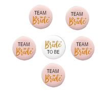 BIRLOZA Team Bride, Lot de 6 badges JGA, accessoires JGA pour femme, pour enterrement de vie de jeune fille et fête de mariage, soirée de mariage (rose, 6 pièces)