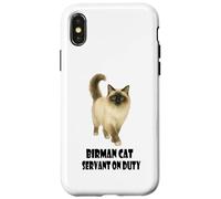Birman Cat Servant on Duty Funny Cat Fan Fan Coque pour iPhone X/XS