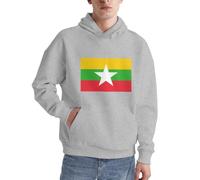Birmanie Drapeau Pull À Capuche pour Hommes Sweatshirt Hommes Capuche Décontracté Pull Haut Amusant Imprimé Hoodie Cordon Pull À Capuche avec Poches du S Au 3XL