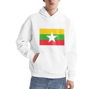 Birmanie Drapeau Pull À Capuche pour Hommes Sweatshirt Hommes Capuche Décontracté Pull Haut Amusant Imprimé Hoodie Cordon Pull À Capuche avec Poches du S Au 3XL
