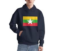 Birmanie Drapeau Pull À Capuche pour Hommes Sweatshirt Hommes Capuche Décontracté Pull Haut Amusant Imprimé Hoodie Cordon Pull À Capuche avec Poches du S Au 3XL