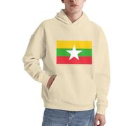 Birmanie Drapeau Pull À Capuche pour Hommes Sweatshirt Hommes Capuche Décontracté Pull Haut Amusant Imprimé Hoodie Cordon Pull À Capuche avec Poches du S Au 3XL