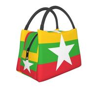Birmanie Drapeau Sac Isotherme Repas Femmes Grande Capacité Organisateur Portable Poche Tote Lunch Box Adultes Pique-Nique Lunch Bag Adultes Pique-Nique Plage Travail