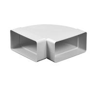 BirnePower Coude Horizontal 90° pour Gaine Plate 110x55 mm en ABS. Raccord de Déviation pour Tuyau de Ventilation Rectangulaire, Hotte et VMC. Blanc (1 Pièce)