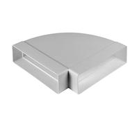 BirnePower Coude Horizontal 90° pour Gaine Plate 204x60 mm en ABS. Raccord de Déviation pour Tuyau de Ventilation Rectangulaire, Hotte et VMC. Blanc (1 Pièce)