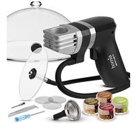 Birner Pro Pistolet à fumer en bois - Kit étendu de 12 pièces, pistolet à fumer avec accessoires et copeaux de bois - Fumée froide pour aliments et boissons