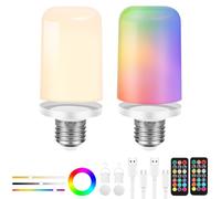 Birnetek Ampoule rechargeable USB-C, ampoule LED E27 réglable avec télécommande, ampoule intelligente amovible avec minuteur, lumière d'urgence avec aimant, ampoule portable sans fil, 2 pièces