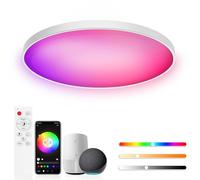 Birnetek® Plafonnier LED 30W, Luminaire Plafonnier RGB Rond 2700K-6500K, Éclairage de Plafond Dimmable, Compatible avec Alexa, Contrôle APP, Télécommande, pour Chambres, Salons, Salle de Bain