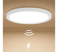 Birnetek® Plafonnier LED avec Detecteur de Mouvement, 18W 4000K Lampe Detecteur de Mouvement Interieur, 1800LM 22cm Lampe Plafond pour Couloir, Escaliers, Garage