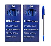BIRO Stylostik Lot de 100 stylos à bille bleus avec grip 0,7 mm