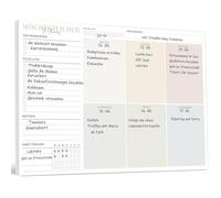 BIROYAL Agenda hebdomadaire A4 sans date fixe (50 pages), sous-main avec liste de tâches, calendrier hebdomadaire, planificateur hebdomadaire, planificateur hebdomadaire avec aperçu de la semaine et