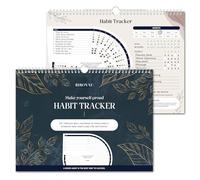 BIROYAL Calendrier de suivi des habitudes (non daté de 12 mois), journal quotidien hebdomadaire et mensuel, reliure à spirale avec suivi des habitudes d'objectifs inscriptibles, outil de productivité