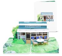 BIROYAL Carte Pop-Up - Restaurant - Carte cadeau 3D pour une invitation au restaurant, idéale également pour un bon cadeau ou un en argent - Carte de vœux pour un anniversaire