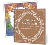 BIROYAL Livre de coloriage pour adultes | Livre de coloriage | Cadeau contre le stress | Peinture et dessin | 24 motifs de coloriage pour se détendre, livre de coloriage avec fleurs et gros