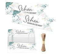BIROYAL Lot de 100 pendentifs « Schön dass du da bist » de 7 cm avec 20 m de ficelle de jute, étiquettes cadeaux pour mariage, anniversaire, Noël