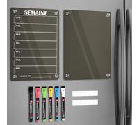 BIROYAL Planificateur hebdomadaire 2 Set, Planning Semaine, Acrylique Calendrier Magnetique Frigo, 30 x 20 cm Tableau effacable, Comprend 6 Couleurs de Marqueurs (Marron)