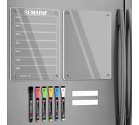 BIROYAL Planning Frigo Magnetique 2 Set, Acrylique Tableau Magnetique Frigo, Calendrier Magnétique Effacable, Planning Semaine, Planificateur Hebdomadaire Comprend 6 Couleurs de Marqueurs