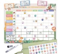 BIROYAL Tableau de Récompenses Enfant - Tableau Magnetique Enfant avec 460＋ aimants - Tableau Comportement Enfants, Routine Enfants - Garçon et Fille - 1 Feutre et 1 Sac de Rangement Offerts