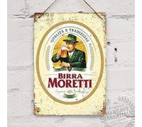 Birra Moretti Plaque en métal vintage Motif bière italienne 20,3 x 30,5 cm