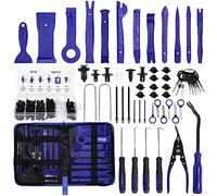 Birshe 158 Pièces Outils De DéMontage De Garnitures Trousse, Outils Demontage Garniture Auto avec Rivet Clips Plastique et Bandes de Câble pour Voiture Porte Panneau Tableau de Bord (Bleu)