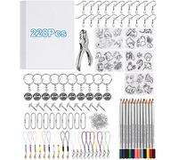 Birshe 228 Pièces Kit de Feuilles en Plastique Kit de Plastique Fou Plastique Magique Kit Feuilles RéTractable Plastique Film RéTractable Comprend Perforatrice,Porte-clés,Crochets d'Oreille et Broches