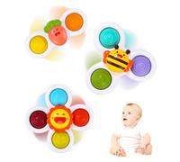 Birshe 3 Pièces Jouets Tournants,Jouet à VentouseJouets De Bain Ventouse Spinner Bébé (1-3 Ans) Jouets Jouet Sensoriel pour Bébé Jouet de Bain Rotatif Jouet Piscine pour Bebe Jouet d'éveil