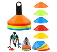 Birshe 50 Pcs Plots Entrainement, Plots De Marquage pour Football Cône, Cônes à Disque avec Support de Rangement, Poche Filet, Plots Sport pour Délimitation Entraînement Football (5 Couleurs)