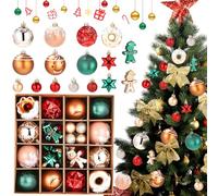 Birshe Boules de Noël,Décorations saisonnières 42 pièces Boules de Noël Set de Décoration Boules de Noël Boules Décoratives en Plastique pour L'intérieur et L'extérieur Boules de Décoration de Noël