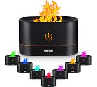 Birshe Diffuseur d'Huiles Essentielles, 180ML 7 Couleurs avec Effet Flamme, Silencieux Humidificateur Aromathérapie pour Bureau Yoga, Arrêt Automatique sans Eau