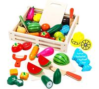 Birshe Enfant Fruits et légumes Jouets, Jouet en Bois Cuisine, Nourriture de Jouets en Bois pour la Cuisine des Enfants Jeux de rôle Montessori Education Cadeau pour Anniversaire pour Garçons Filles