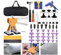 Birshe Kit de réparation de Bosses pour Voiture, Kit Debosselage sans Peinture avec Pistolet à Colle Doré Dent Extracteur maillet en Caoutchouc, Doutils de réparation de Bosselures pour Voiture Corps