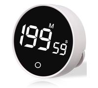 Birshe Minuterie de Cuisine Minuteur Numérique Minuteur Visuel Magnétique Cuisson Classe Formation, Minuterie Aimanté Numérique Affichage LCD (F5 White)