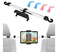 Birshe Support Tablette Voiture Alu, 4 Crochets | réglable, Universel 4-13", 360° Rotatif, 4 Crochets de Siège, Alliage Aluminium, Pour iPad, Switch, Galaxy Tab & Smartphone