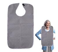 Birtern Bavoirs pour adultes, grands bavoirs imperméables et lavables, tissu d'alimentation réutilisable, doublure intérieure réglable avec récupérateur de miettes pour citoyens, adolescents, marron