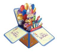 Birtern Carte d'anniversaire | Carte de vœux pop-up 3D avec éclairage LED | Cartes postales pop-up 3D avec bougie lumineuse soufflante pour adultes, femmes, filles, garçons, maman, mari