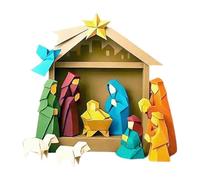 Birtern Crèche de Noël en papier avec Jésus ange animal avec découpe de papier transparent et guide de pli peut être fabriqué indépendamment Jésus Nativité Nativité cadeaux de fête du dimanche école
