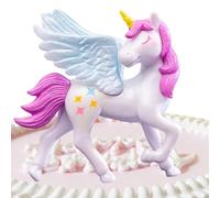 Birtern Figurine de gâteau de cheval, décoration de gâteau d'anniversaire de cheval de dessin animé | avec ailes de dessin animé en PVC paysage de voiture de cheval à une corne