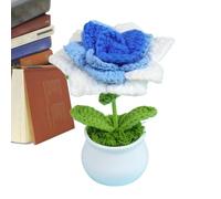 Birtern Fleurs en Crochet Faites à la Main - en Pot - Fleurs colorées dégradées - Décoration de Bureau pour Voiture, Tableau de Bord, Maison et Bureau