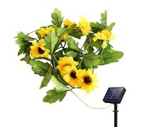 Birtern Guirlande lumineuse solaire tournesol de 2 m - Guirlande de tournesols artificiels pour chambre à coucher, mariage, Saint-Valentin, décoration murale