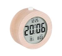 Birtern Horloge à piles - Petite horloge de bureau électronique LCD - Réveil numérique multifonction en bois, accessoire de bureau pour la maison, le studio