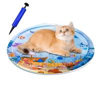 Birtern Lit d'eau sensoriel pour animaux de compagnie 100 cm, tapis de jeu sensoriel pour chats et chiens, tapis gonflable rond en PVC épais, lit confortable pour animal de compagnie, portable pour