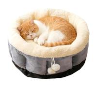 Birtern Lit en Forme de Beignet pour Chat | Rond apaisant antidérapant | Coussin en Peluche pour Chiot et Petit Chien, pour Dormir, Salon, Balcon, décoration d'intérieur, Appartement, Hiver et